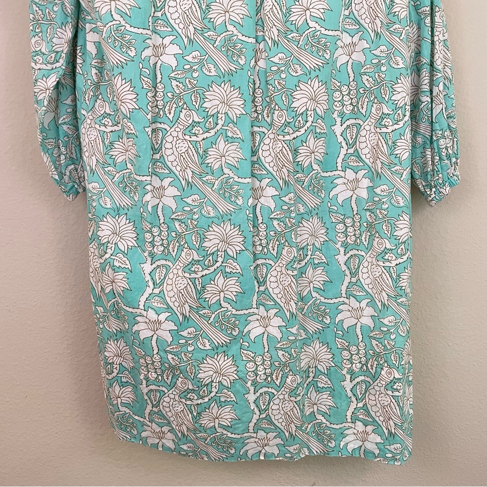 Holly Shae Blue Floral Paisley Cotton Shift Tunic Dress Resortwear One Size - Picture 11 of 14